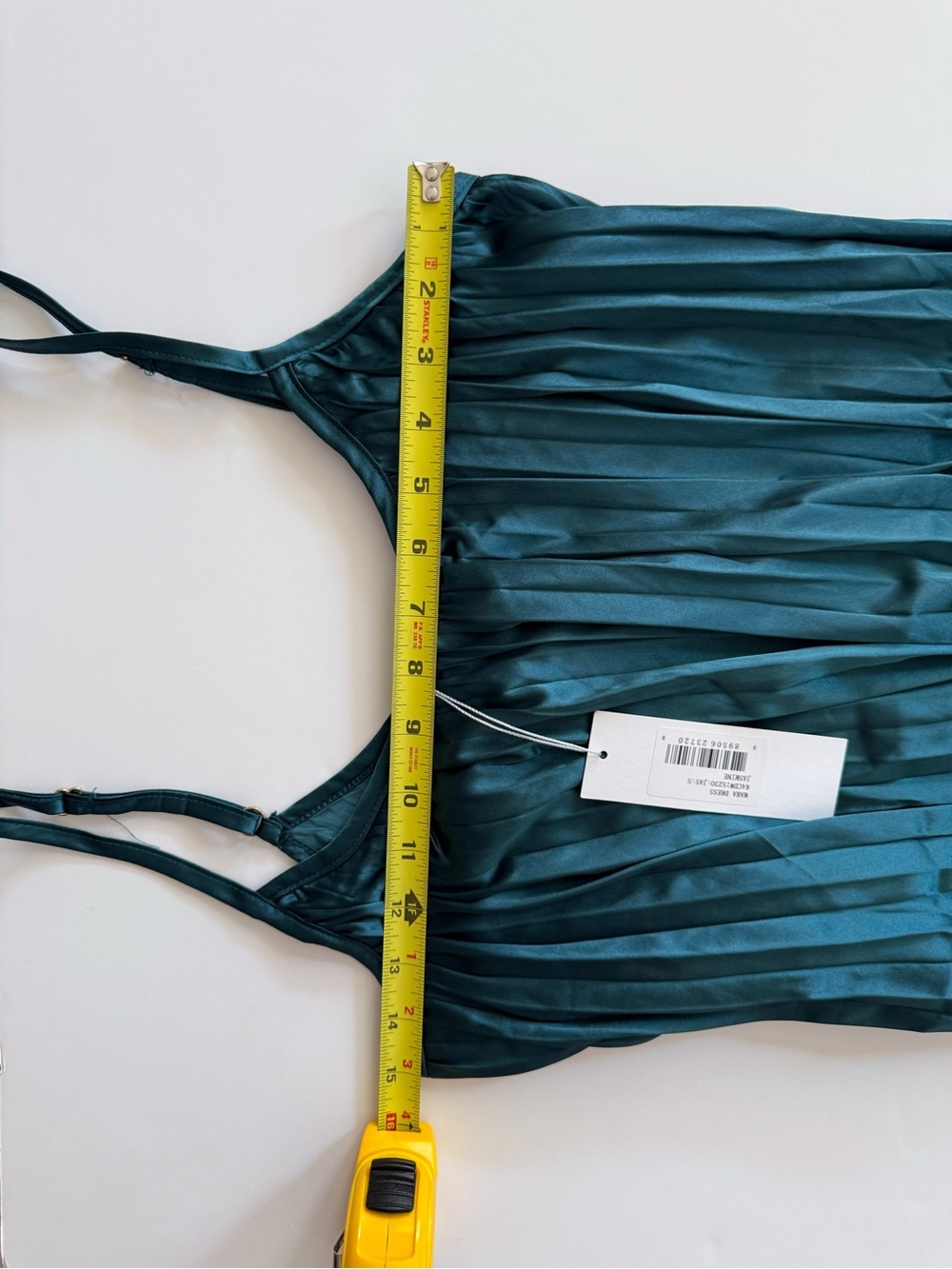 Bishop + Young Mara Pleated Satin Midi Dress in Emerald size S Small NWT - Picture 12 of 12